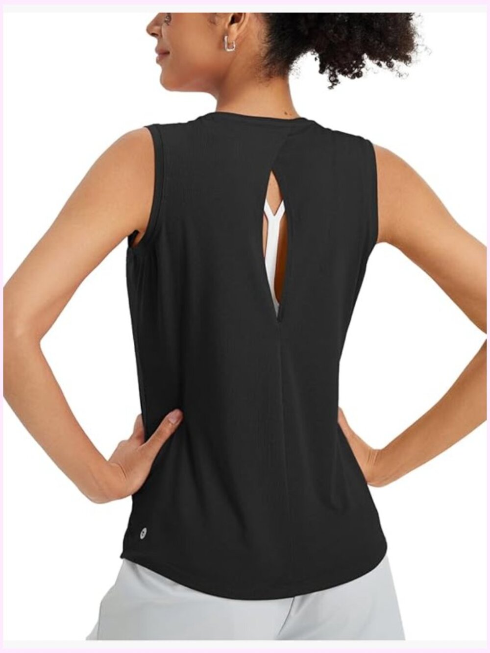 High Neck Sleeveless Open Back Yoga Tank Top Loose Fit Athletic Workout Shirt